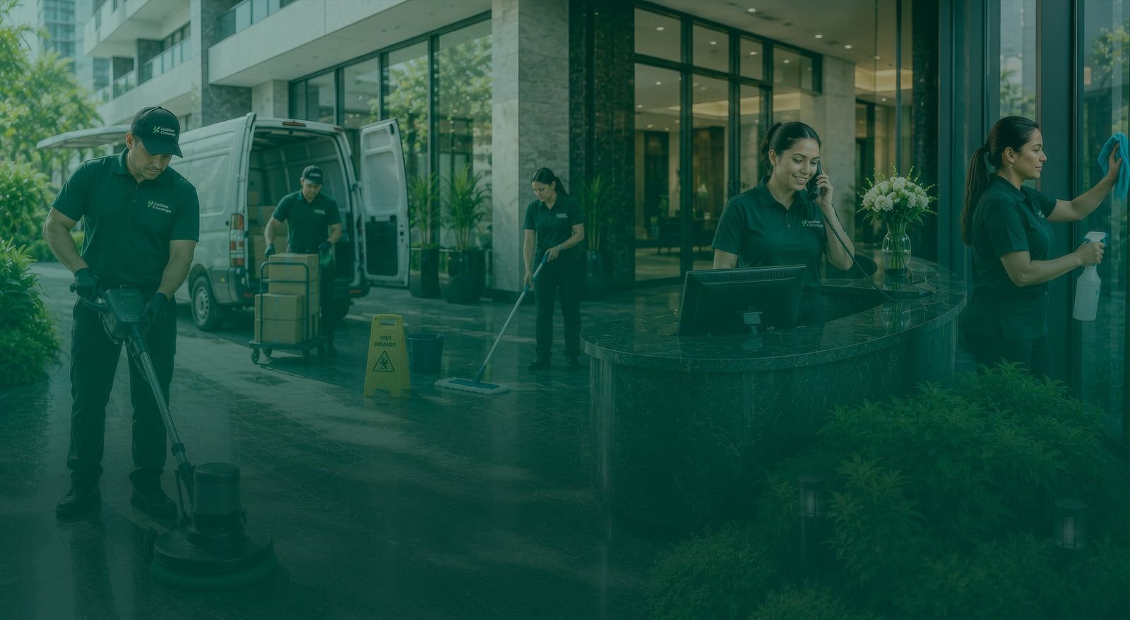 Equipo de Facilities & Concierge operando un edificio